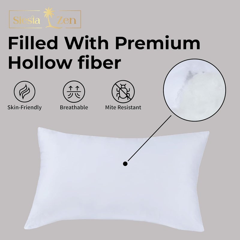 Siesta Zen Hotel Quality Pair of Standard Hollow-fiber Filled Pillows - Breathable, Hypoallergenic, Plush Down Alternative - Image 4